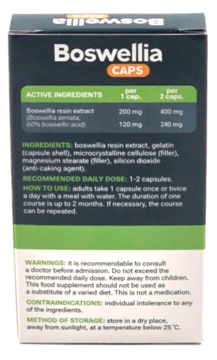 Boswellia'nın kullanım talimatları
